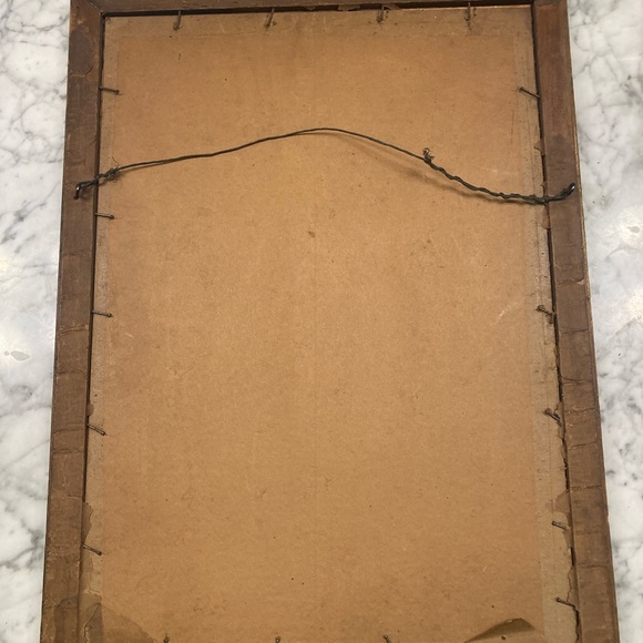 Vintage yellow rose print in wood frame - Picture 5 of 11